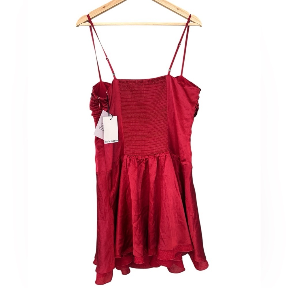 Reformation Red One-Shoulder Satin Mini Dress - Picture 6 of 12